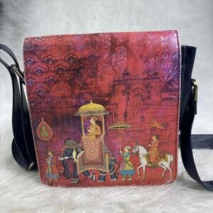 King Procession Faux Leather Square Sling Bag- The BOMBAY store Adjustable Strap